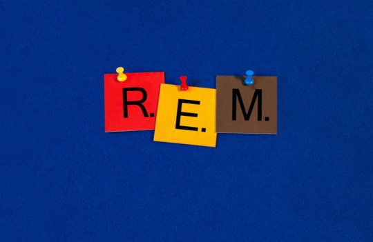 REM sleep - sign series for medical health care, fitness, wellbeing - R.E.M.